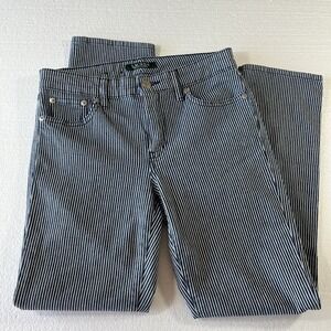 Lauren Ralph Lauren Navy Blue White Stripe Ankle Jeans sz 2  27x26 Preppy Modern